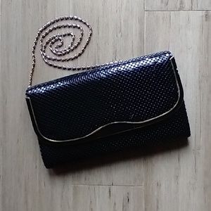 Vintage black metal mesh clutch / shoulder bag